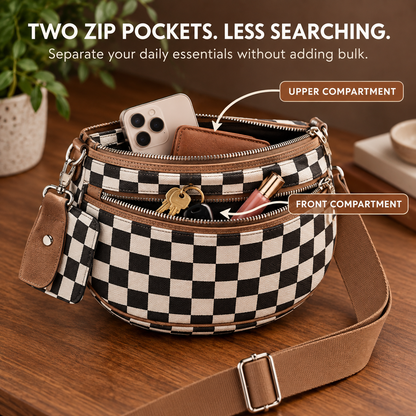 👜Women's Stylish Vintage Plaid Large-Capacity Crossbody Bag👜