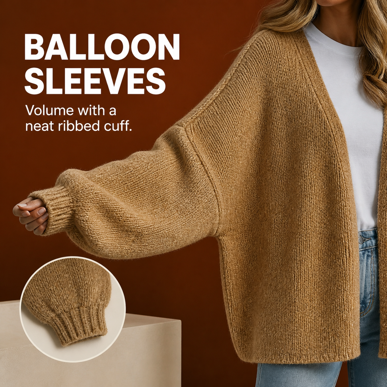 Women's Oversized Open-Front Knit Cardigan