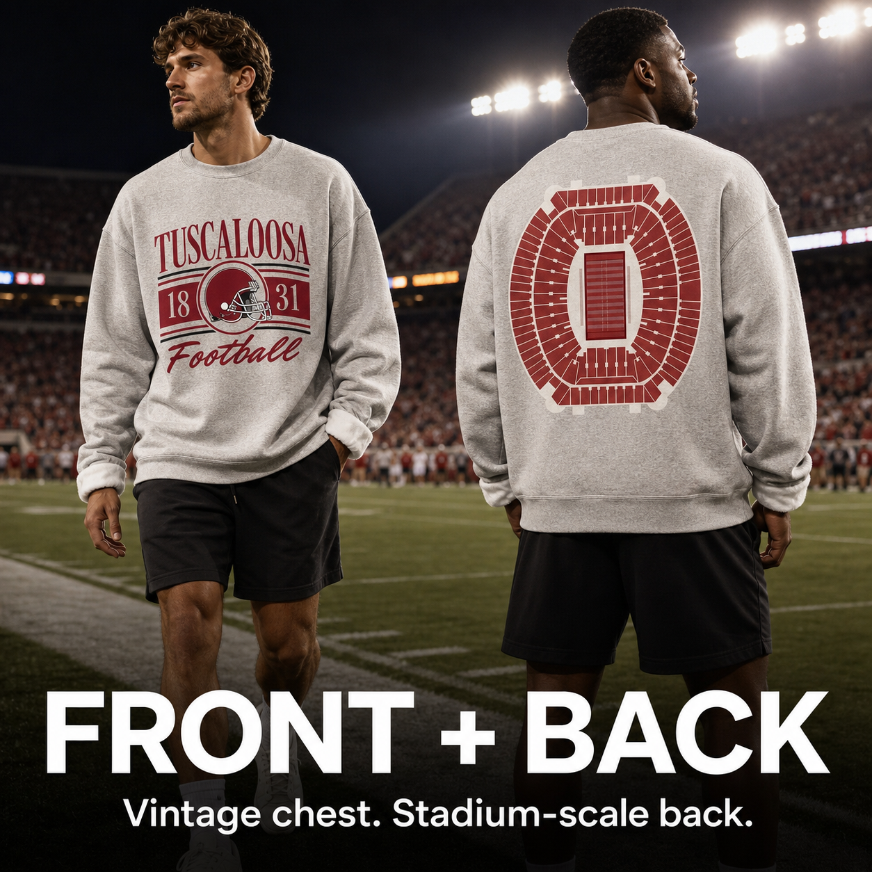 Vintage College Football Ash Grey Sweatshirt
