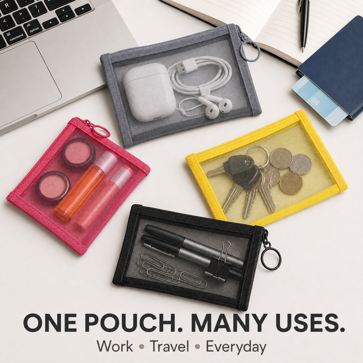 Ultra-Lightweight Transparent Mesh Zipper Pouch