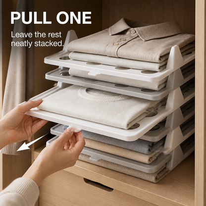 Stackable Clothing Organizer Trays One Layer. One Outfit. Zero Mess.