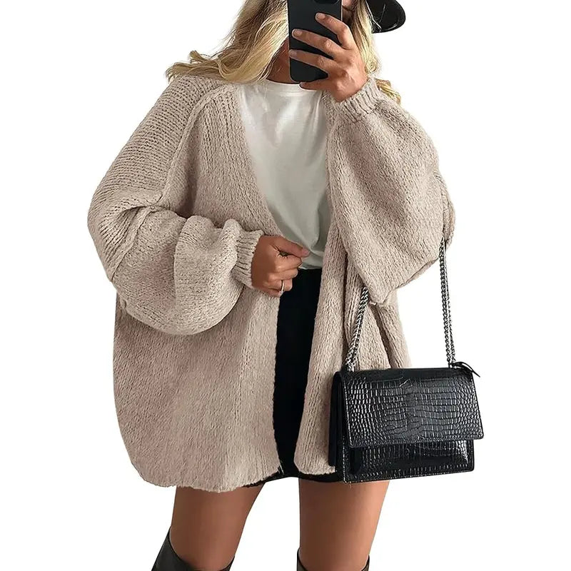 Women's Oversized Open-Front Knit Cardigan