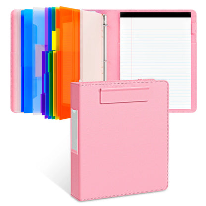 PU Leather 3-Ring Binder Clipboard with Storage & Magnetic Clip (12.4"x10.2")