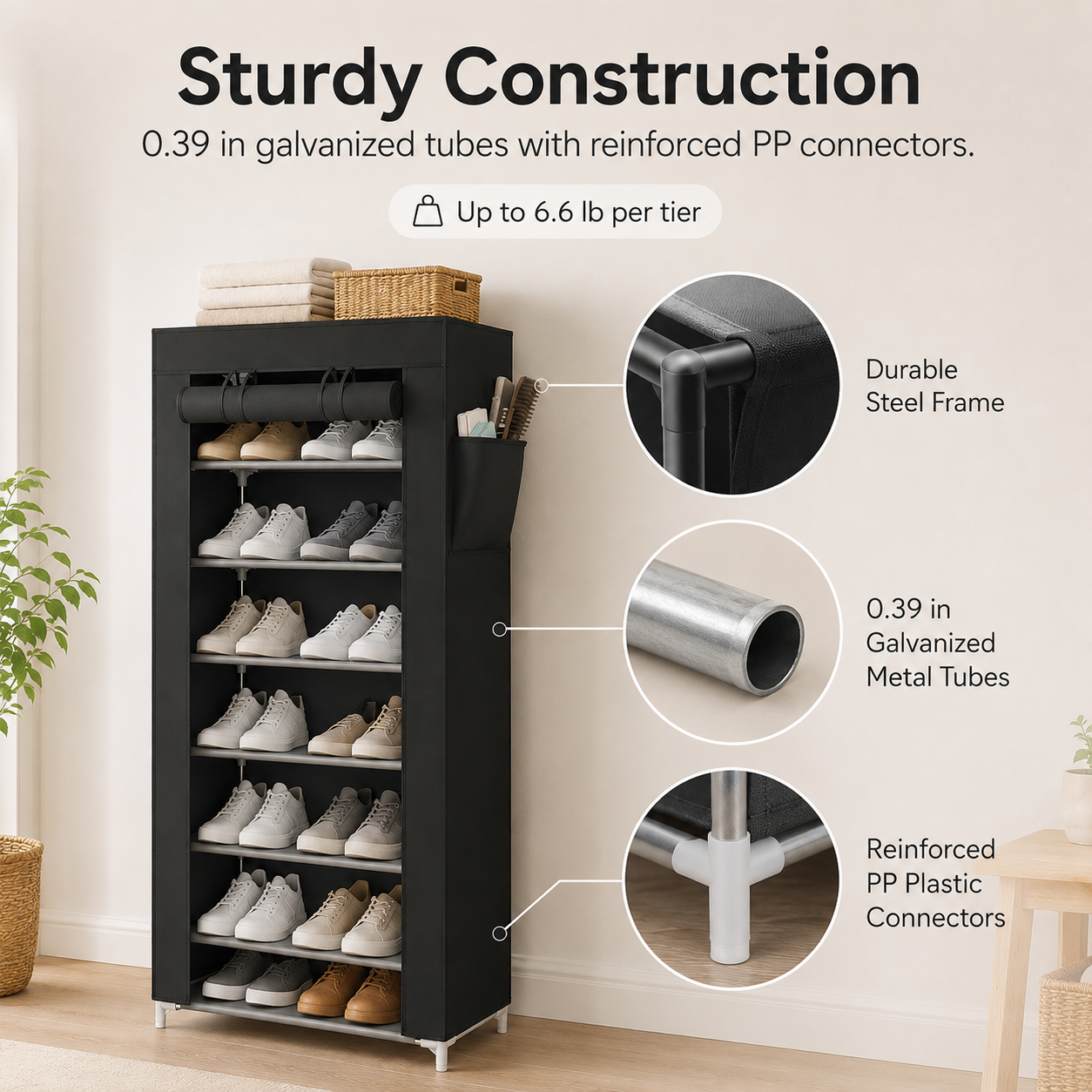 10-Tier Multifunctional Shoe Organizer with Side Storage