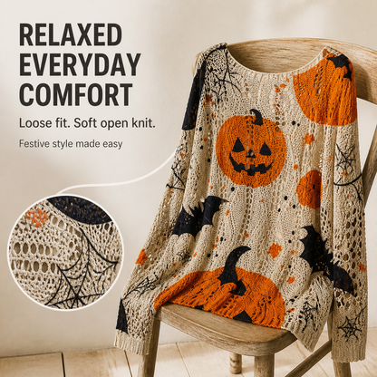 Women's Oversized Halloween Batwing Knit Top