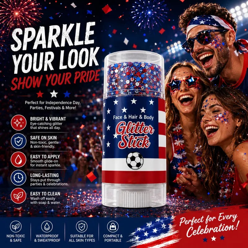 🦅4th of July Glitter Stick✨🔔Red, White & Blue Body & Hair Sparkle