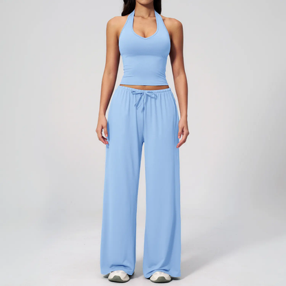 🏃‍♀️Sportswear Set – Adjustable V-neck tank top and wide-leg pants🏃‍♀️