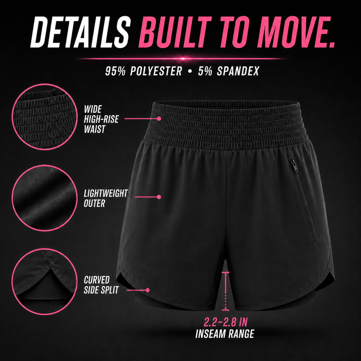 Women's 2.5" Inseam High Waisted Athletic Shorts