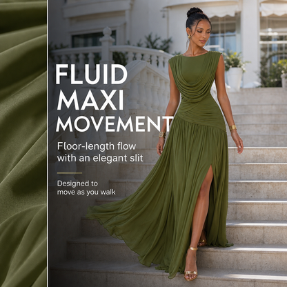 Draped Backless Ruched Maxi Dress Effortless Elegance From Every Angle