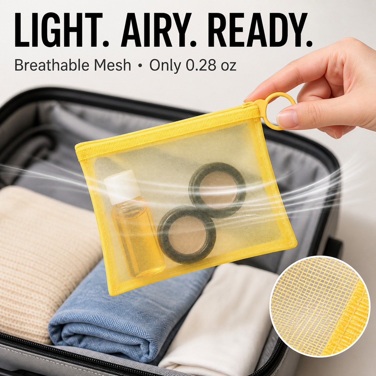 Ultra-Lightweight Transparent Mesh Zipper Pouch