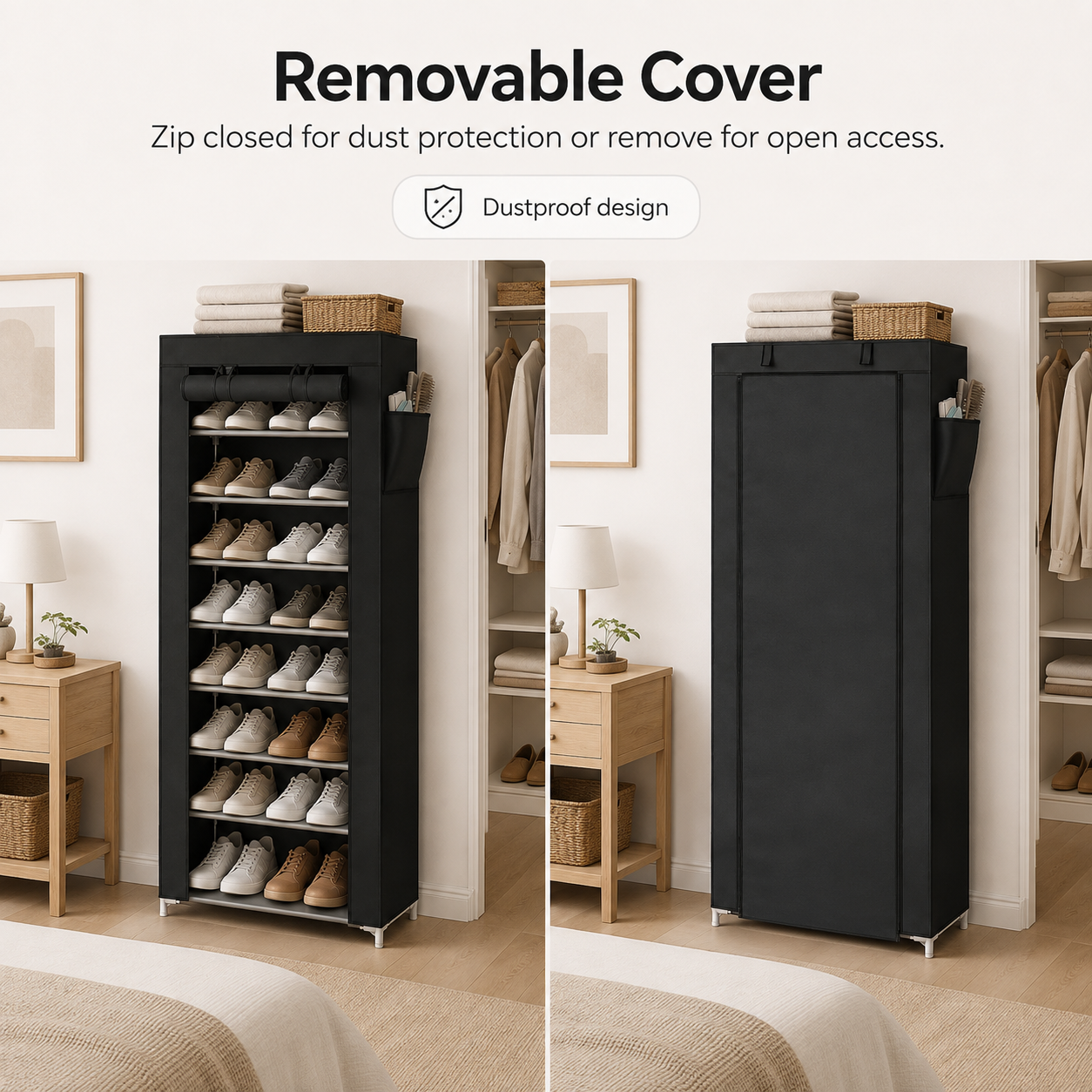 10-Tier Multifunctional Shoe Organizer with Side Storage