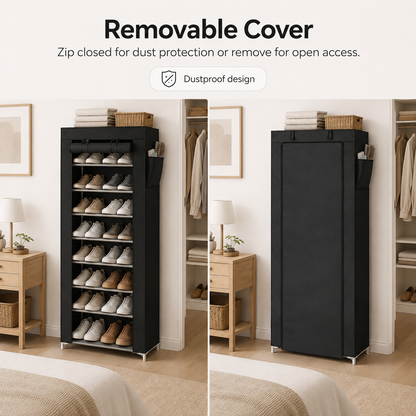 10-Tier Multifunctional Shoe Organizer with Side Storage
