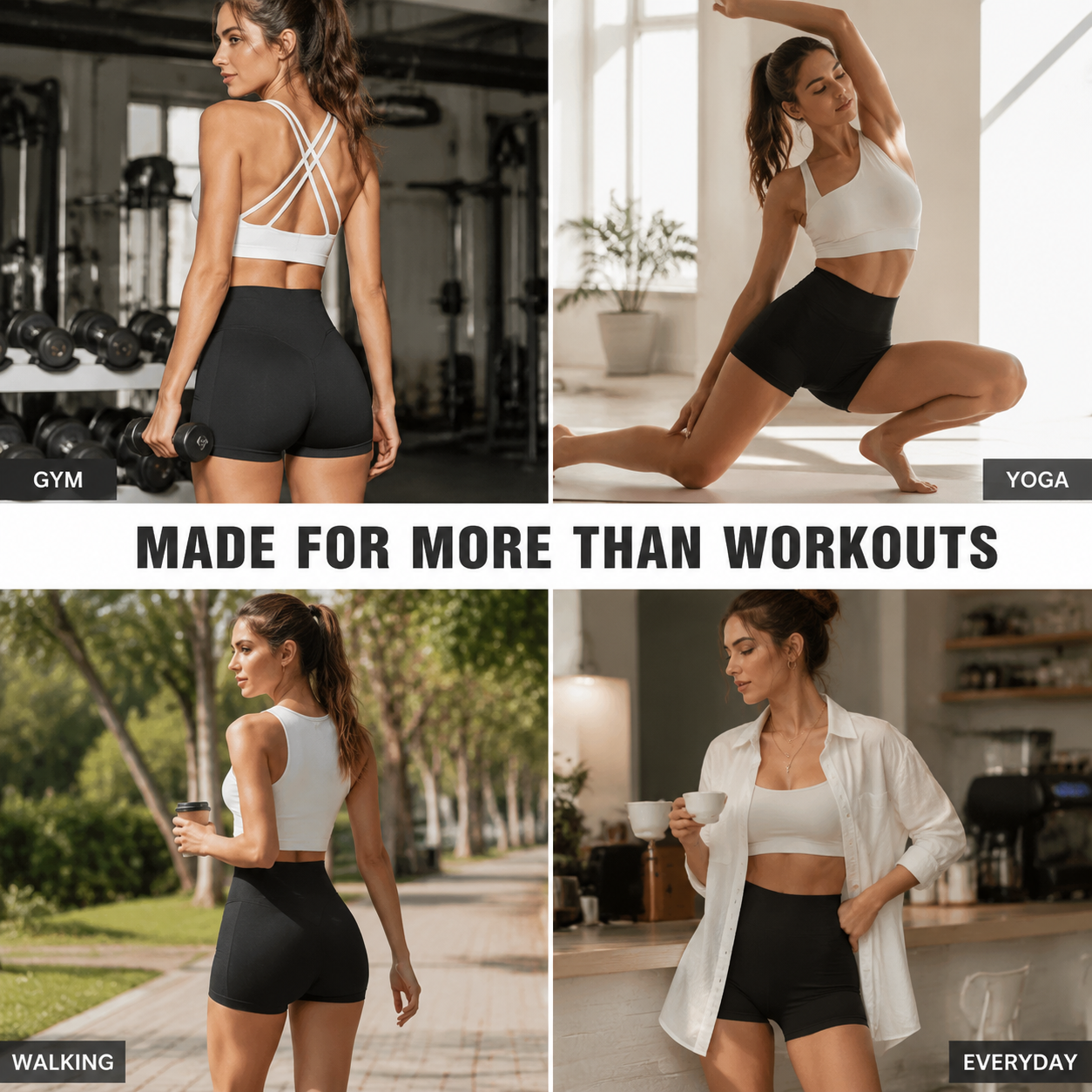 Women's High-Waisted Butt-Lifting Athletic Shorts (4-Pack)
