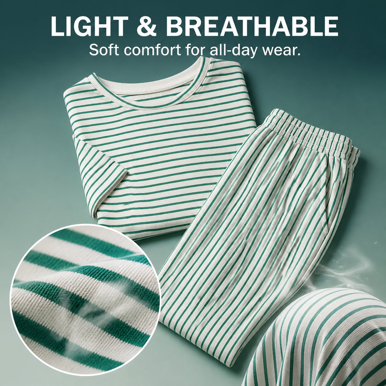 Women's Striped Short-Sleeve T-Shirt &amp; Wide-Leg Pants Set