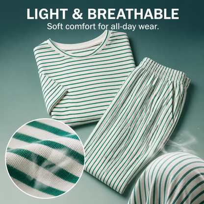 Women's Striped Short-Sleeve T-Shirt &amp; Wide-Leg Pants Set