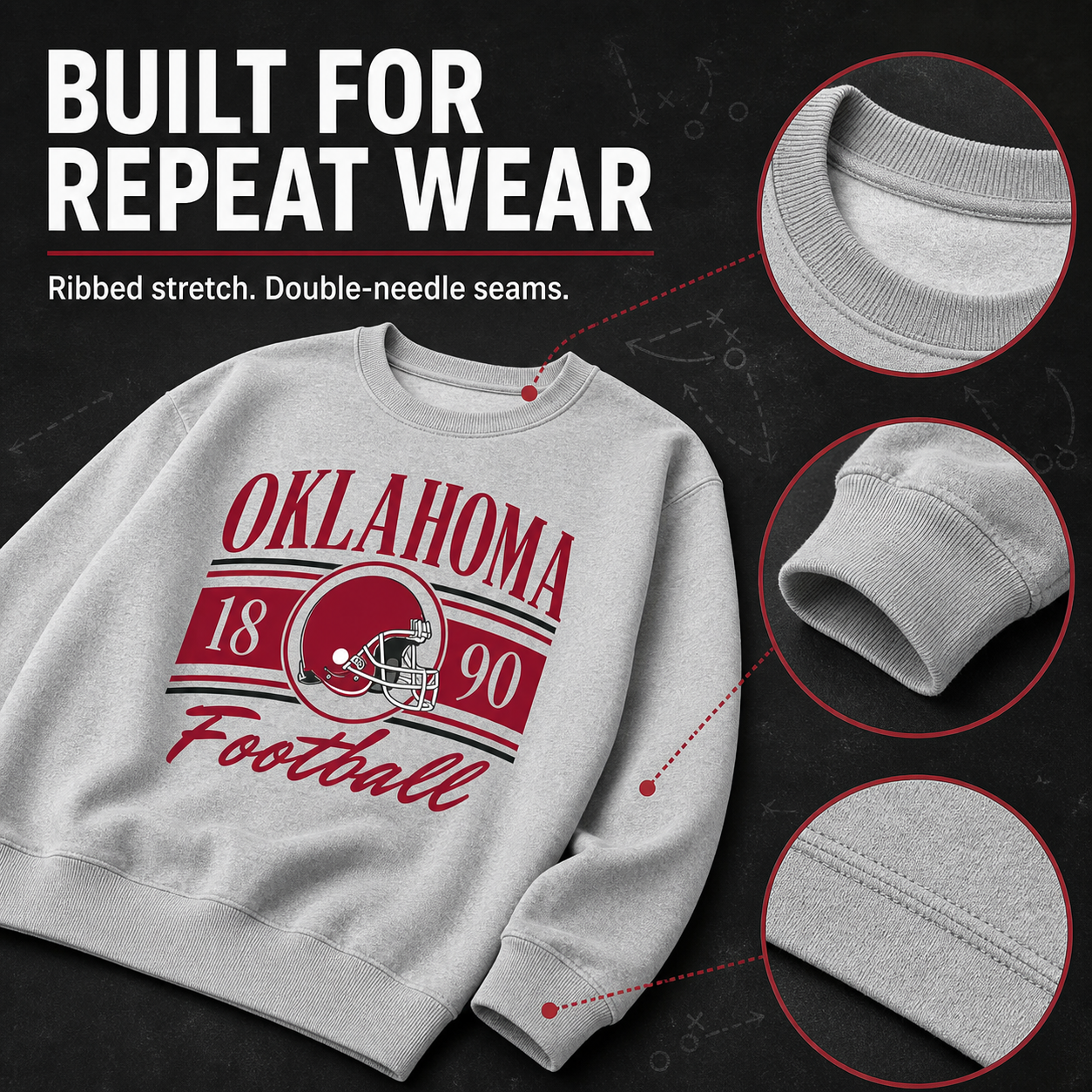 Vintage College Football Ash Grey Sweatshirt