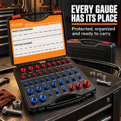 🔩26/44PCS Nut and Bolt Thread Checker - Inch & Metric Sizes, with Handy Tool Box🔩