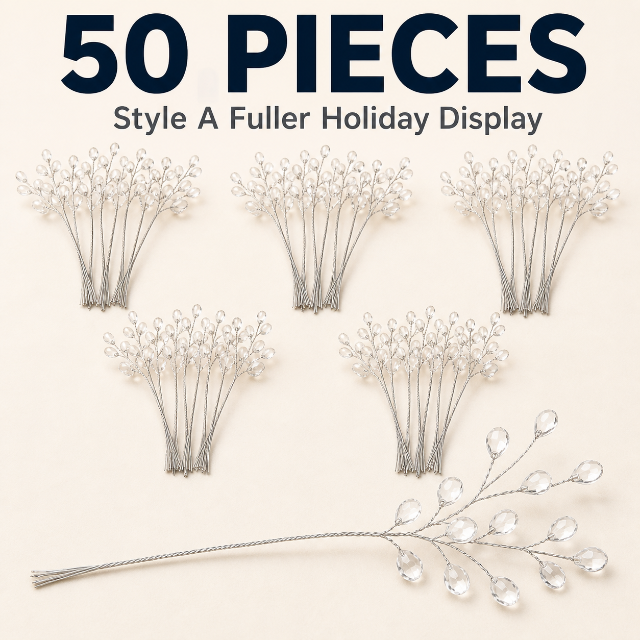 50-Piece Crystal Bead Floral Sprays Add An Icy Sparkle To Every Holiday Arrangement