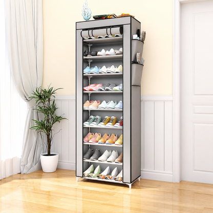 10-Tier Multifunctional Shoe Organizer with Side Storage