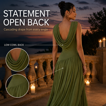 Draped Backless Ruched Maxi Dress Effortless Elegance From Every Angle