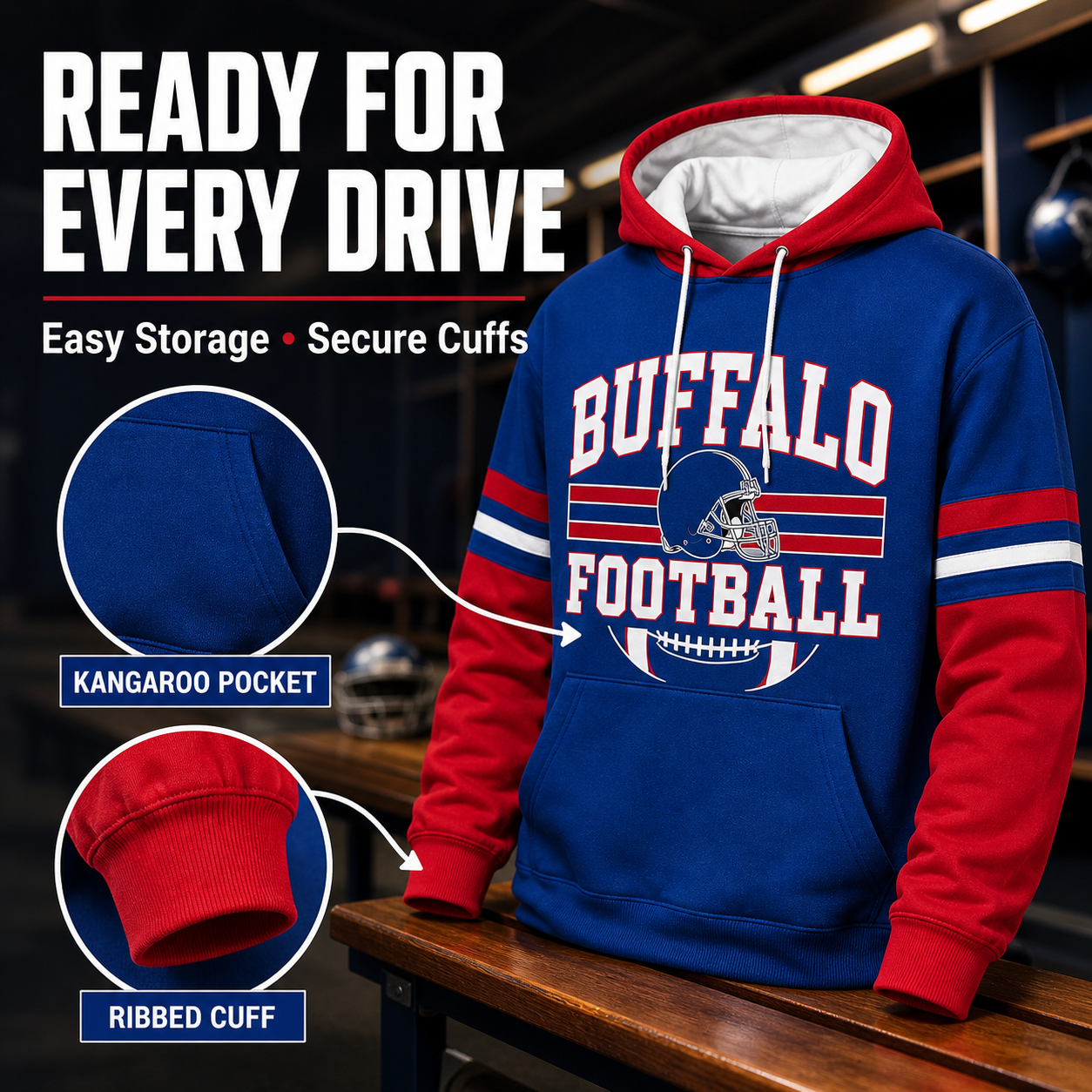 Retro Football Helmet Graphic Hoodie Varsity Style From Every Angle