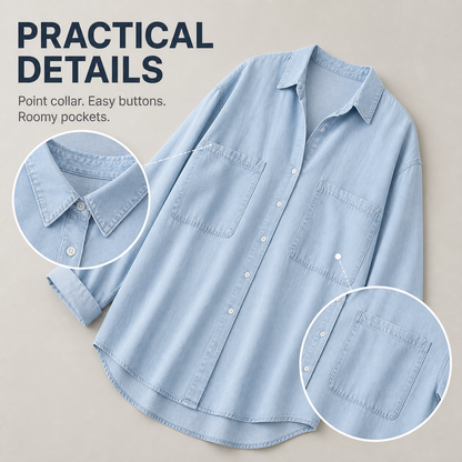 Women's Soft Tencel Denim Oversized Shirt