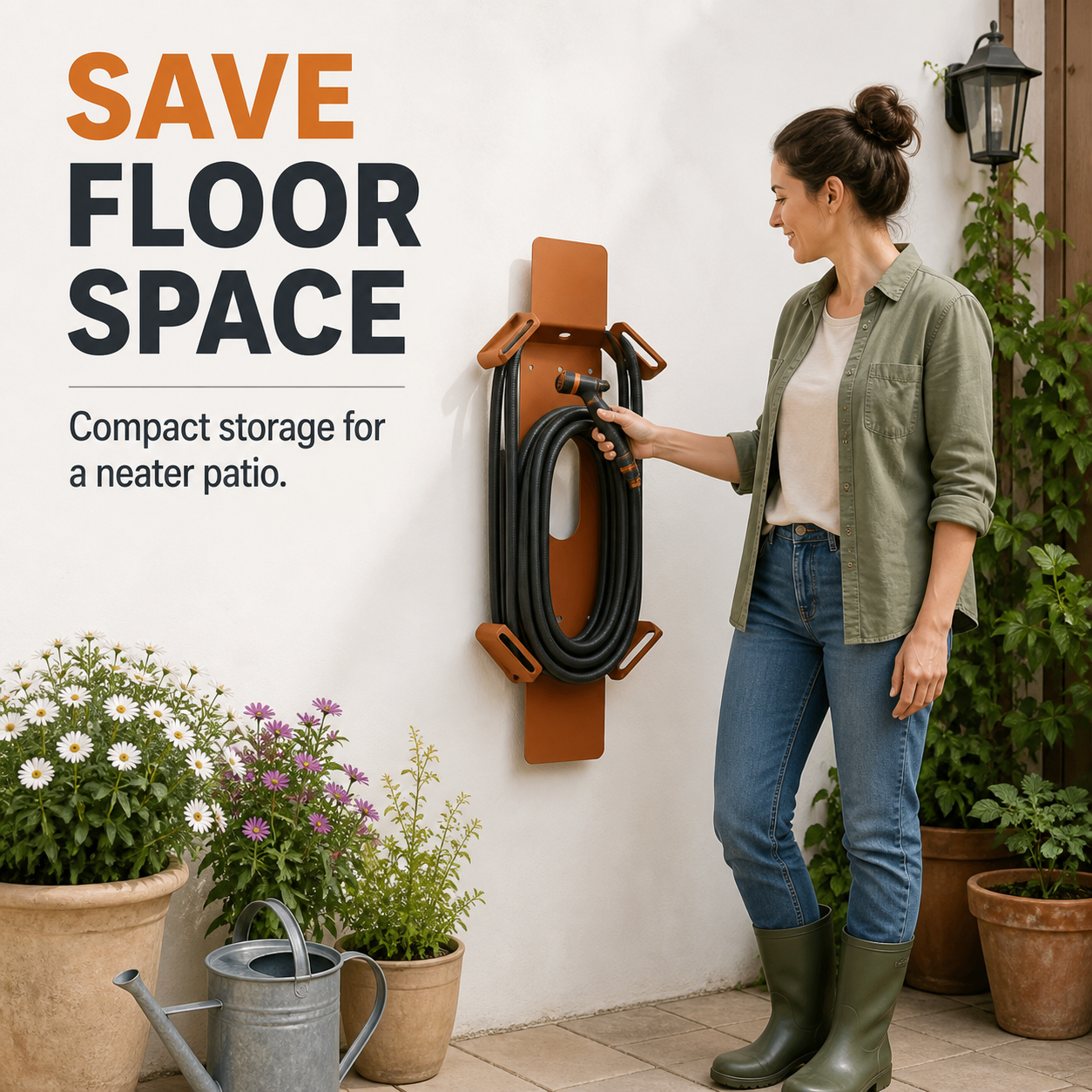 Heavy-Duty Detachable Garden Hose Holder &amp; Storage Rack