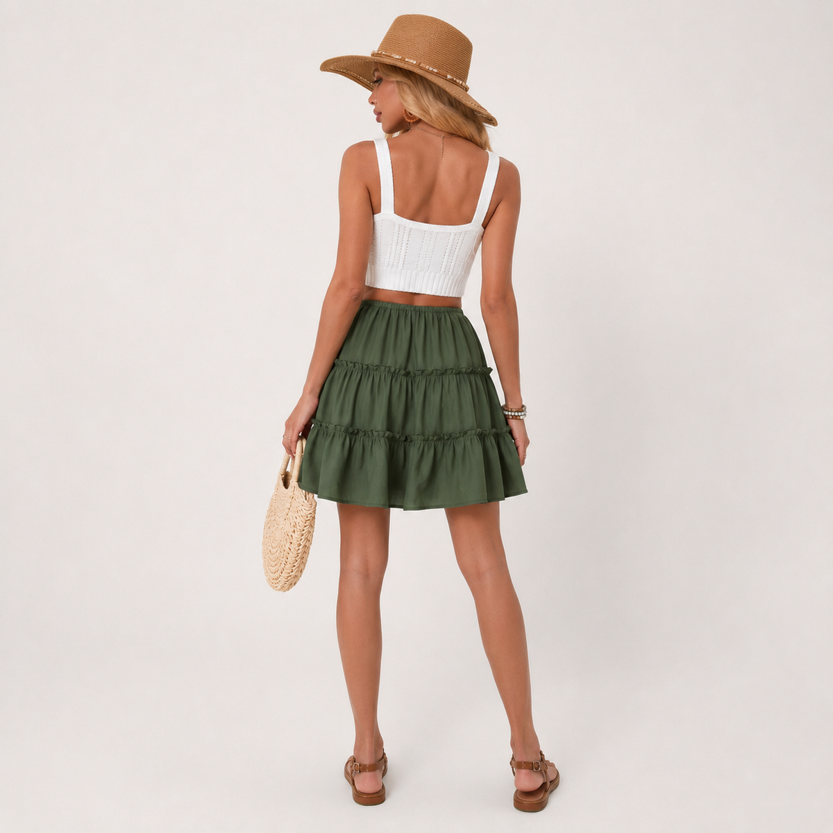 Flattering High-Waist Tie Wrap Mini Skort with Built-In Safety Liner