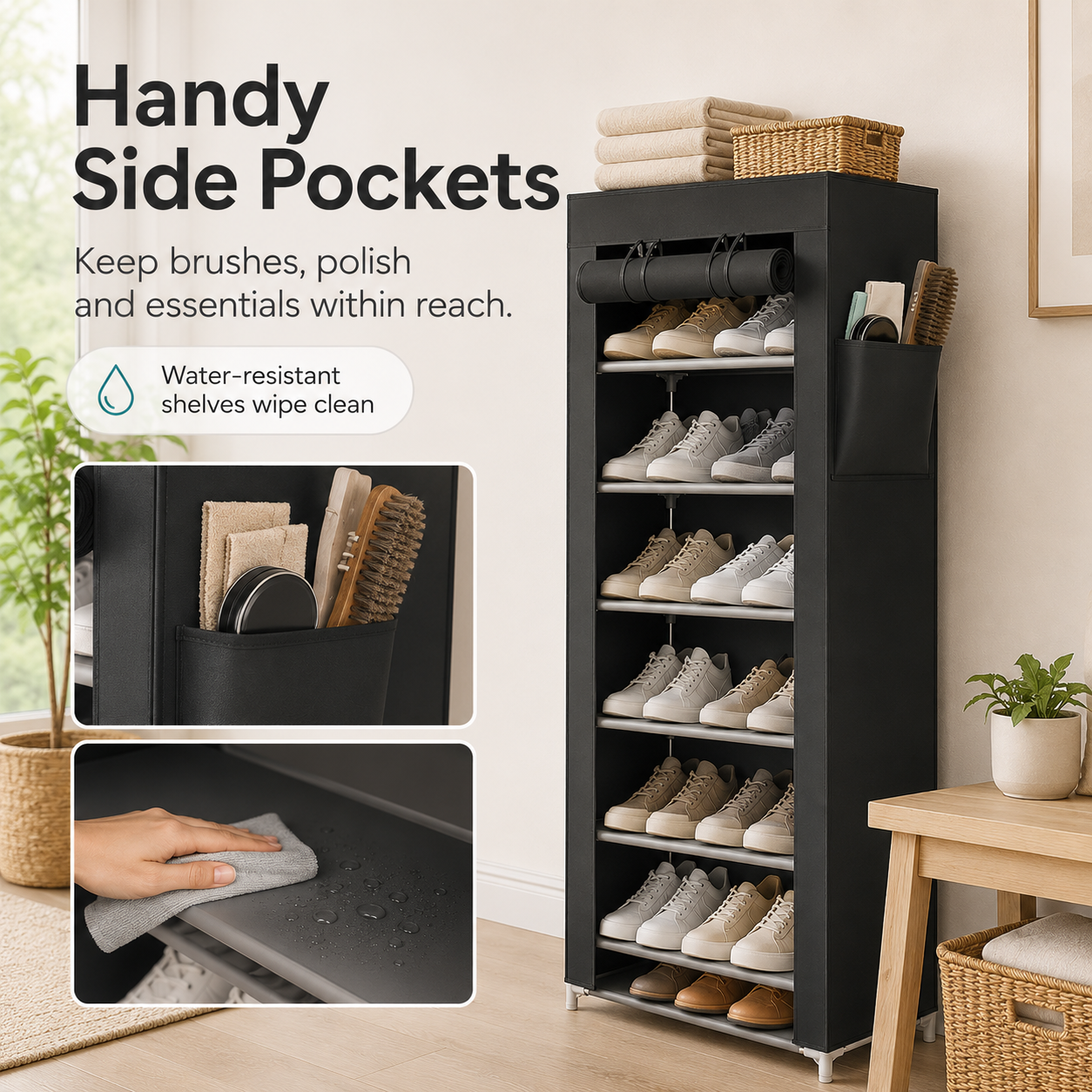 10-Tier Multifunctional Shoe Organizer with Side Storage
