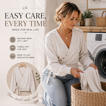 Women’s Slim-Fit Cardigan Knit Sweater with Long Lantern Sleeves