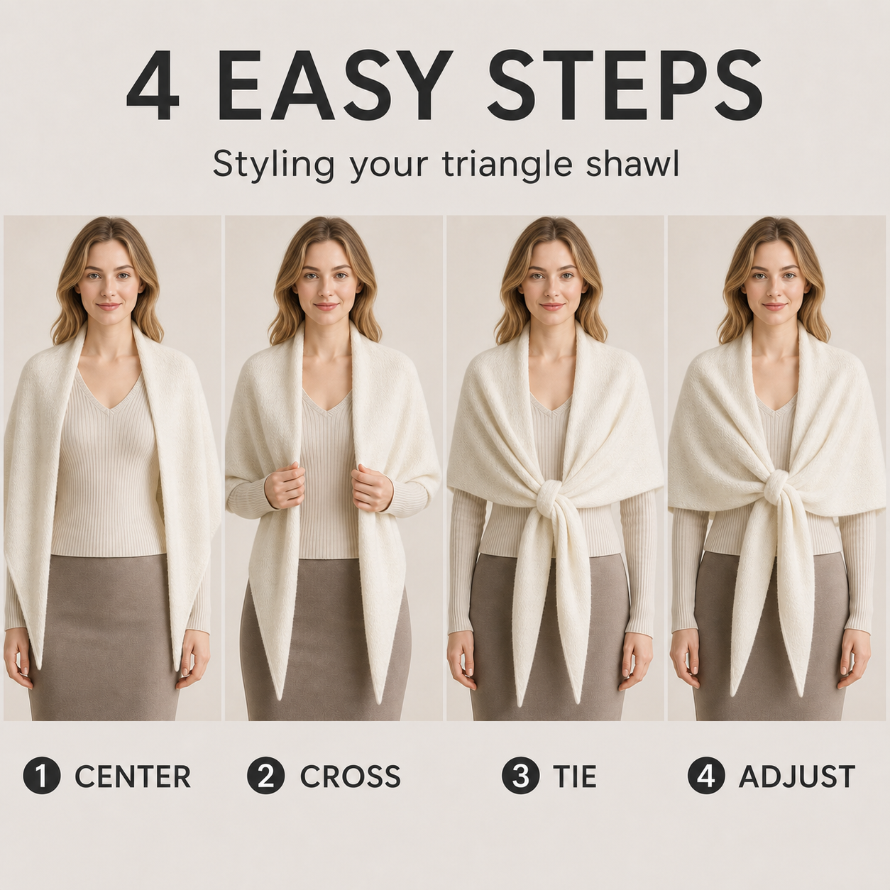 Women's Triangle Knit Shawl One Simple Layer, Endless Outfit Possibilities