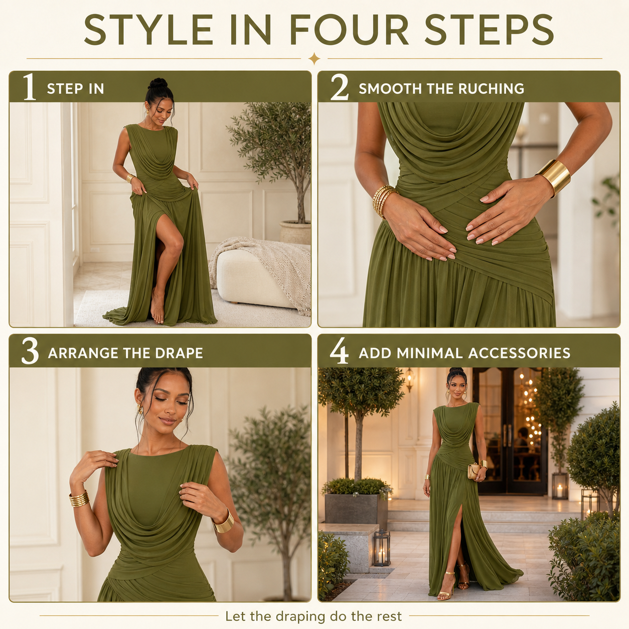 Draped Backless Ruched Maxi Dress Effortless Elegance From Every Angle
