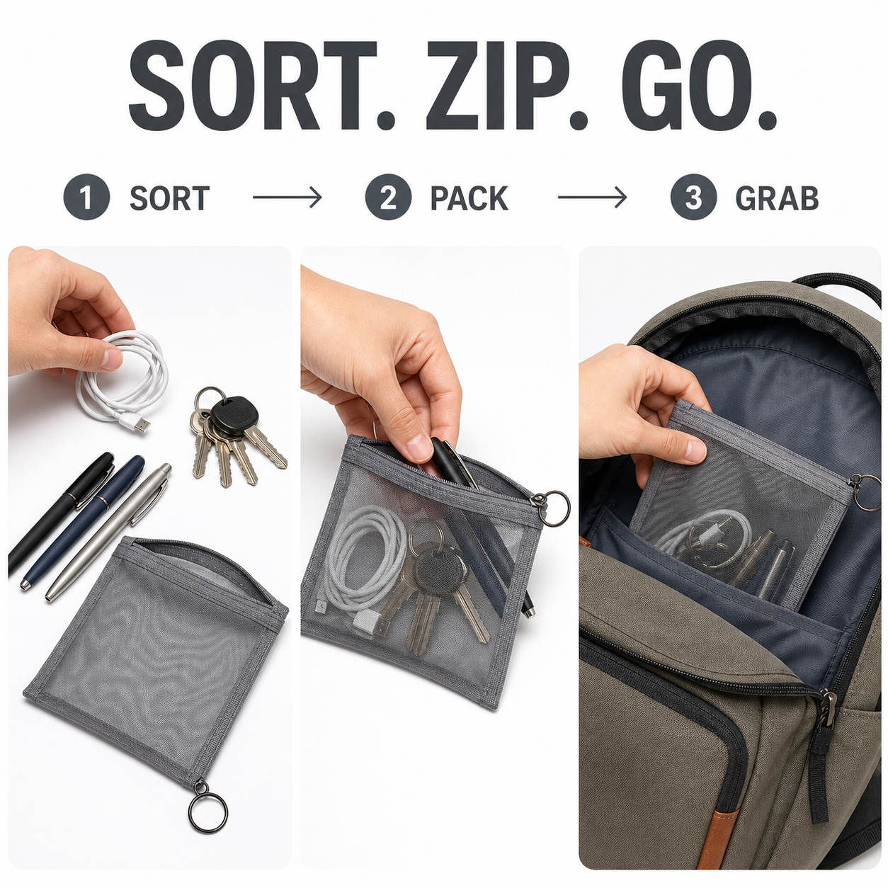 Ultra-Lightweight Transparent Mesh Zipper Pouch