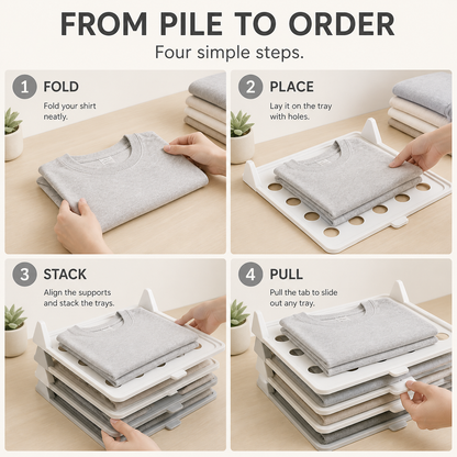 Stackable Clothing Organizer Trays One Layer. One Outfit. Zero Mess.