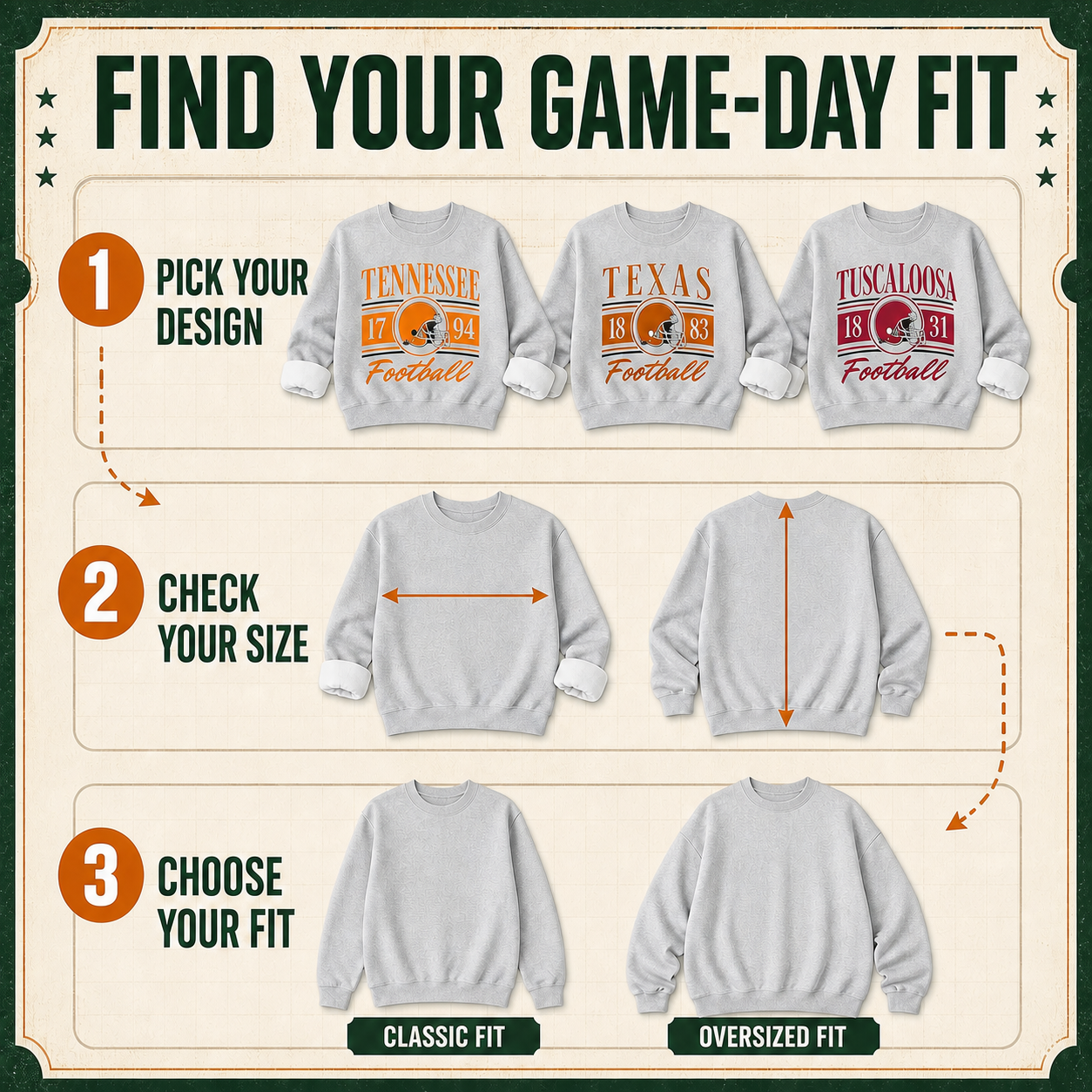 Vintage College Football Ash Grey Sweatshirt