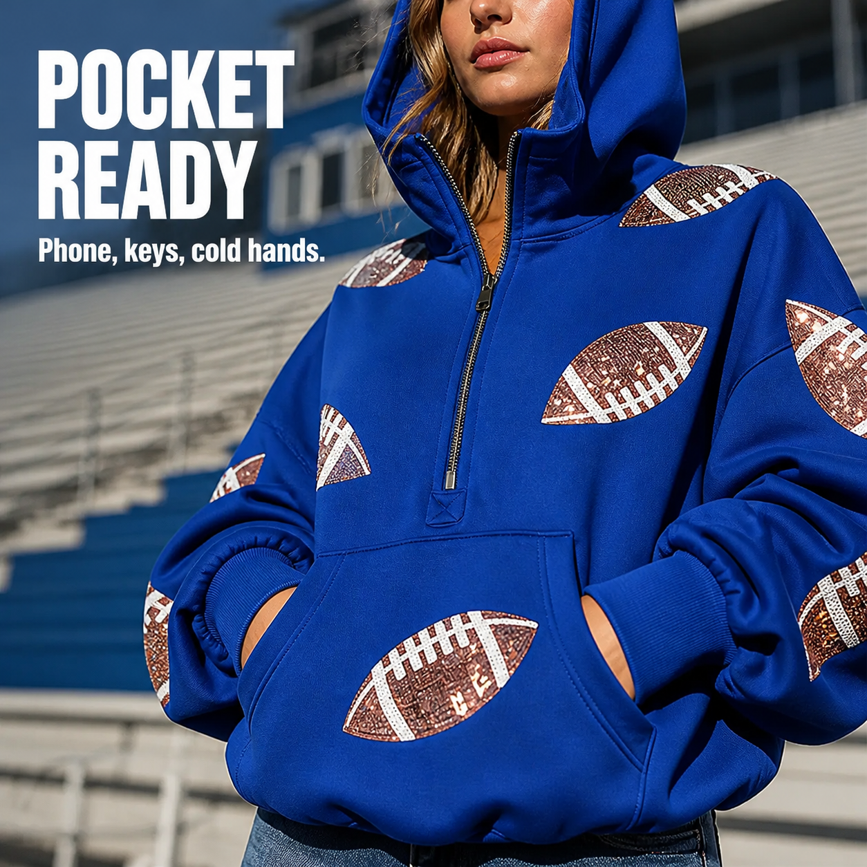 Women's Sequin Football Hoodie Bring The Sparkle To Game Day