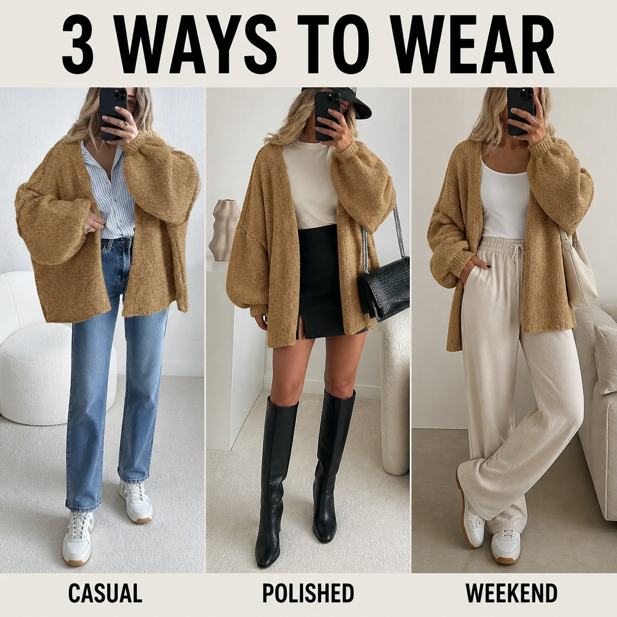 Women's Oversized Open-Front Knit Cardigan