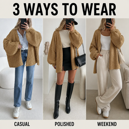 Women's Oversized Open-Front Knit Cardigan