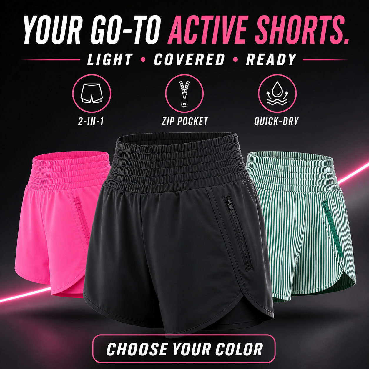 Women's 2.5" Inseam High Waisted Athletic Shorts
