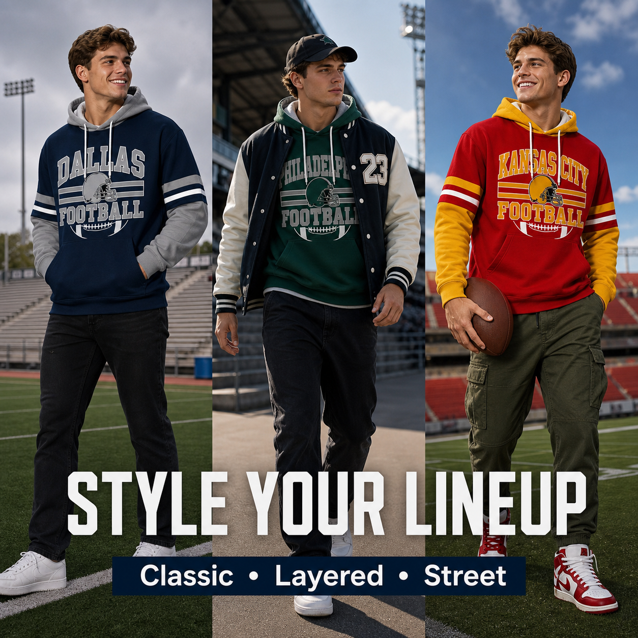 Retro Football Helmet Graphic Hoodie Varsity Style From Every Angle