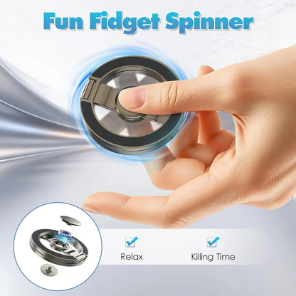 Ultra-Slim Magnetic Phone Grip Stand & Fidget Spinner – 360° Rotating