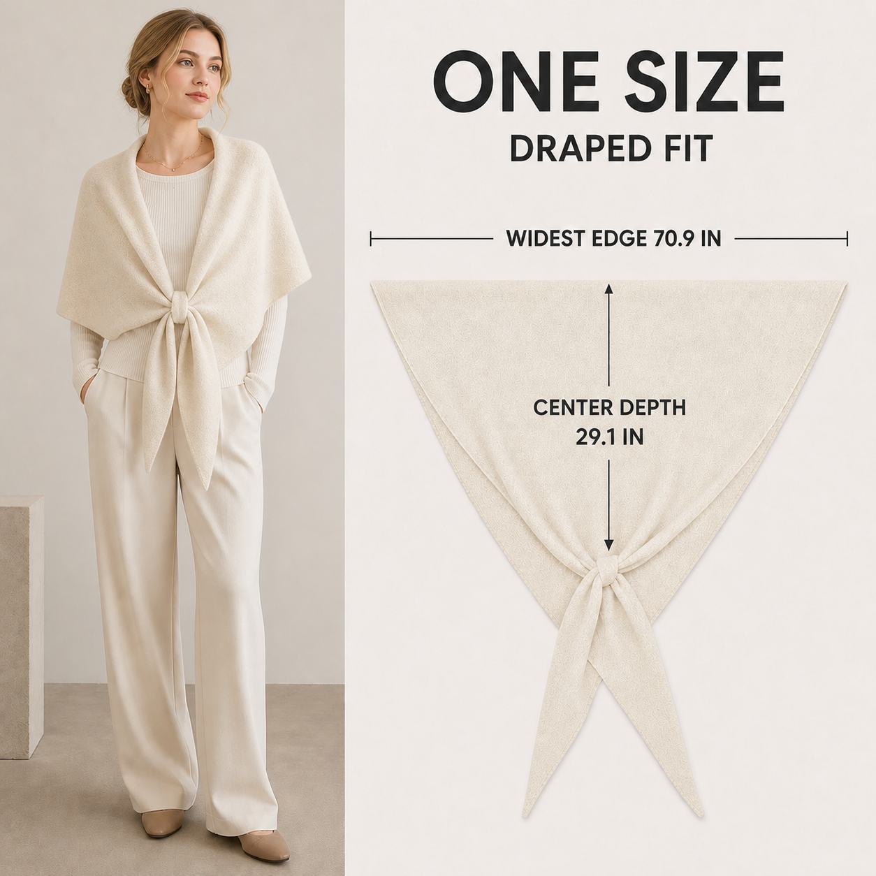 Women's Triangle Knit Shawl One Simple Layer, Endless Outfit Possibilities