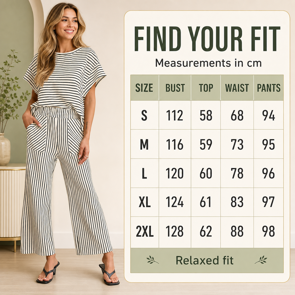 Women's Striped Short-Sleeve T-Shirt &amp; Wide-Leg Pants Set
