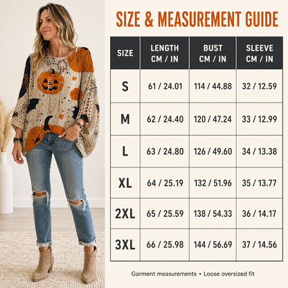Women's Oversized Halloween Batwing Knit Top