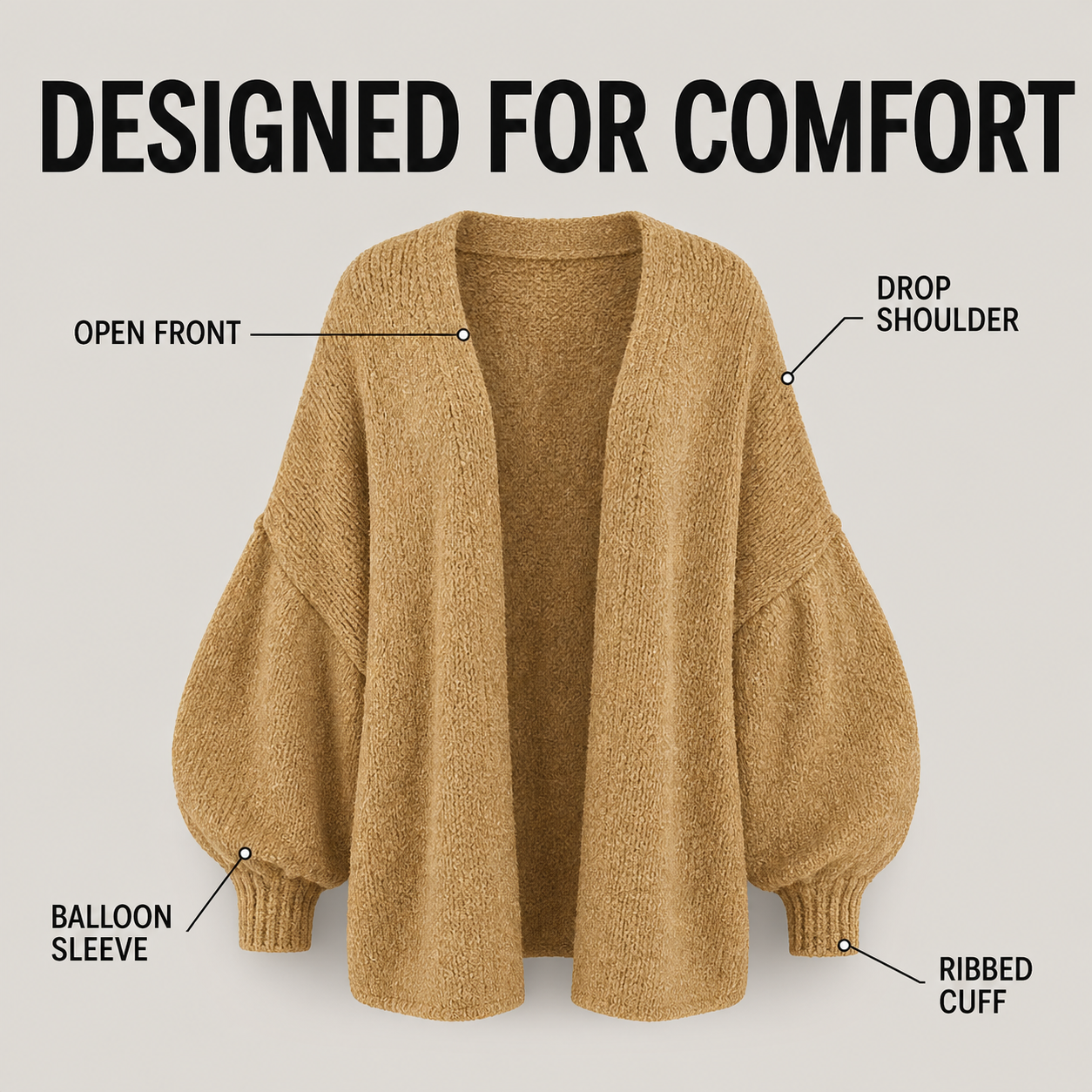 Women's Oversized Open-Front Knit Cardigan