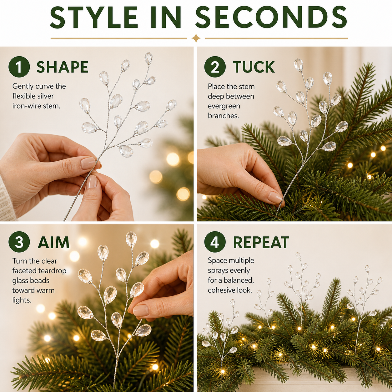 50-Piece Crystal Bead Floral Sprays Add An Icy Sparkle To Every Holiday Arrangement