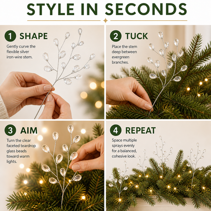 50-Piece Crystal Bead Floral Sprays Add An Icy Sparkle To Every Holiday Arrangement