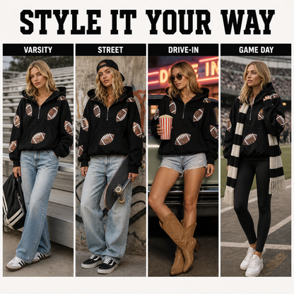 Women's Sequin Football Hoodie Bring The Sparkle To Game Day