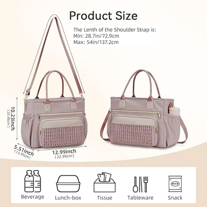 Extra-large capacity lunch bag with adjustable shoulder strap and long-lasting insulation