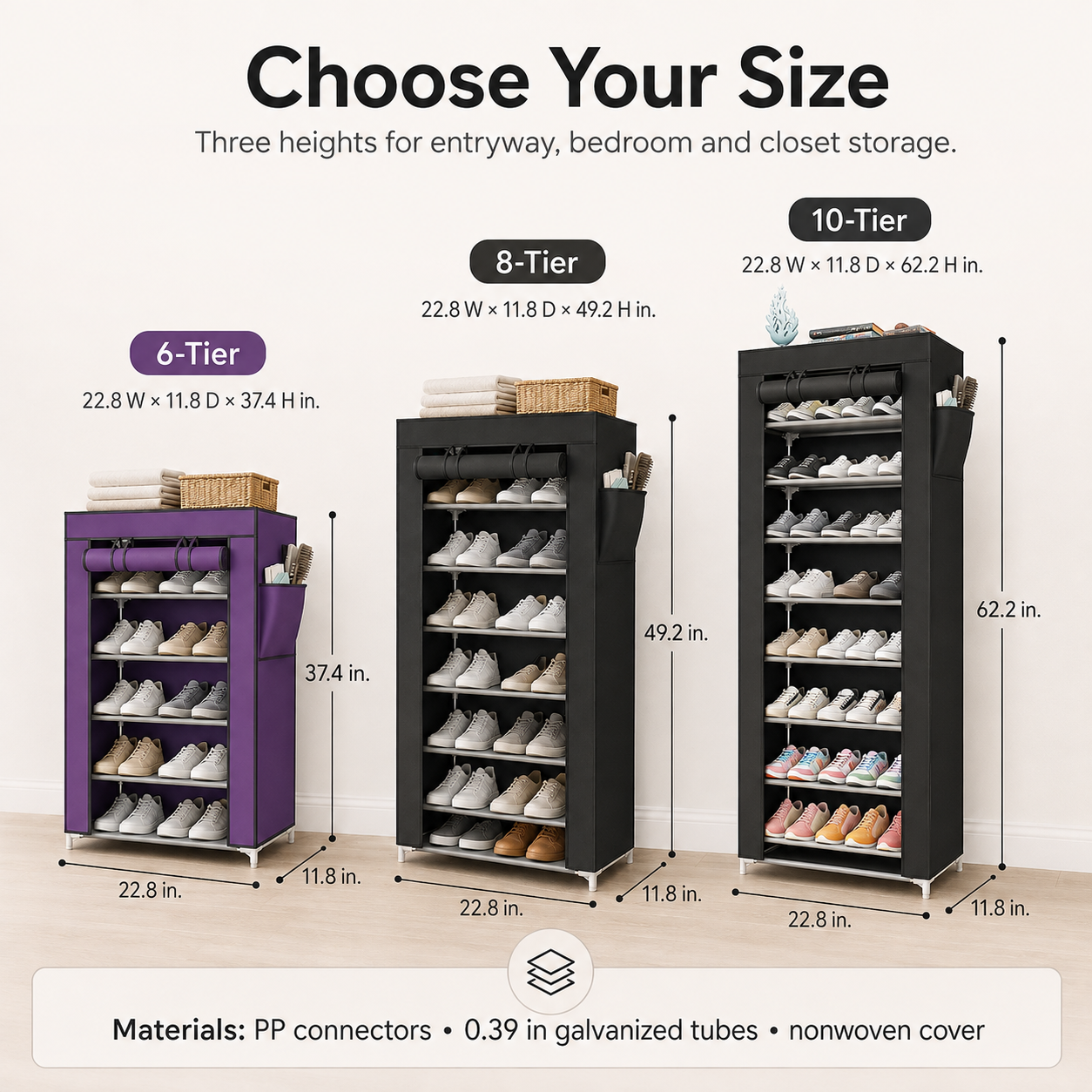 10-Tier Multifunctional Shoe Organizer with Side Storage